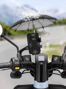 Motorcycle Cell Phone Mount With Mini Waterproof Umbrella. Complete Protection From Sun And Rain, Compatible With All Types Of Phones. - Black - View 5