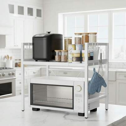 レンジラック トースター 伸縮式 幅40-60cm 高さ2段階調節 棚 耐荷重30kg 収納 レンジボード 調味料棚 調味料 省スペース おしゃれ