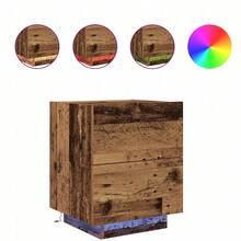 VidaXL Nachttisch mit LED-Beleuchtung, antikes Holz, 45 x 40 x 55 cm