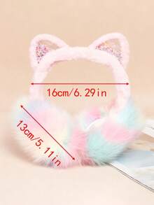 Cute Earmuffs With Fluffy Ear Flaps & Sparkling Accents - Soft Plush Winter Headwear For Girls, Pink & Pastel Colors, Perfect For Fall/Winter, Cute Earmuffs
