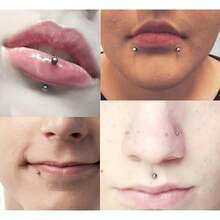 Longita Fake Lip Ring And Nose Piercing Set - Ball Spike, Hoop, Stud, Stick-On Bridge And Eyebrow Ring - Silver, Gold, Black{"Color_name":"1-Silver"} - 1-銀 - 查看 8
