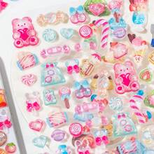 3D Cute Candy Style Stickers 3D Cartoon 3D Stickers Valentine's Day Party Series, Student Rewards, Holiday Gifts, Cute DIY Phone Cases, Notebooks, Shake Stickers 3D Embossed 3D Glitter Stickers