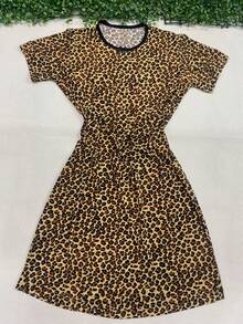 Pijama Feminino Estampado Básico Camisola de Manguinha Basica Confortável Baby Doll Roupa de Dormir Confortável Plus Size - Multicolorido - Visão 3