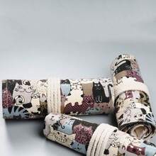 Cat Canvas Roll Up Pencil Cases Pen Curtain Pencil Bag Case Makeup Wrap Holder Storage Pouch School Supplies - Multicolor - View 8