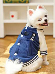 1 Pc Small Dog Sweater Sweatshirt Cute Blue Puppy Sweaters - Winter Warm Knitted Bear Design For Small Puppies