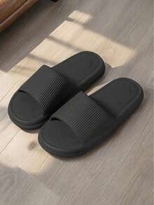 Pantofole aperte a righe silenziose da uomo, taglia 48-49, suola morbida per uso interno/esterno (si consiglia di scegliere una taglia in più) - nero - Visualizzare 4