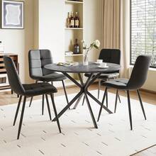 Gray Table + 4 Linen Black Chairs