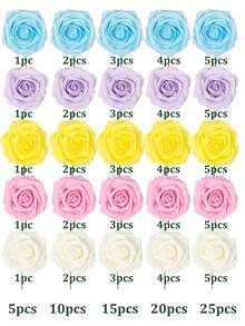 5/10/15/20/25 قطعة من الورود الزائفة ذات المظهر الحقيقي مع الساق لباقات الزفاف DIY وترتيبات المناسبات والحفلات وديكور المنزل (تغليف أكياس OPP)