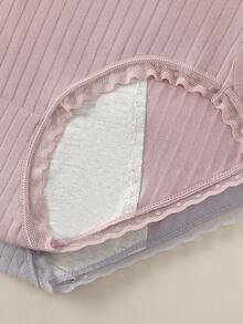 4 piezas Pantalones fisiológicos de cintura alta con paquete abdominal, bragas menstruales de algodón transpirables con encaje en el borde, pantalones de antifugas para damas