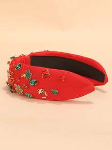 1 قطعة شريط رأس للنساء بتصميم شجرة عيد الميلاد والأجراس والثلوج والأحذية والأحجار الكريستالية، إكسسوار شعر لعيد الميلاد، ديكور عيد الميلاد، شريط شعر