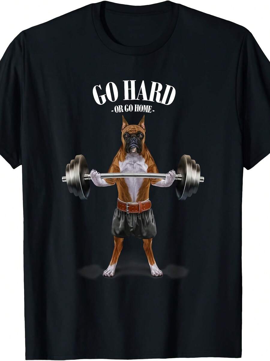 Boxer Dog Weightlifting In Fitness Gym T-Shirt For Wo Kids - Style 29 - View 1