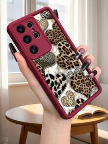 Chic Leopard Print Animal Pattern Heart Design Fashion Wild Phone Cover Luxury Aesthetic Anti-Scratch Accessory Y2K Style Compatible With Samsung Galaxy S25Ultra S25Plus S25 S24FE S24 S23 S22 S21FE S21Ultra Plus Note20 Note20Ultra A13 A14 A15 A16 A17 A33 A34 A35 A36 A52 A53 A54 Case - 酒紅色 - 查看 10