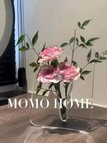 现代亚克力花瓶 - 透明长方形花瓶，创意相框设计 - 家居办公室桌面装饰配件，理想的复活节礼物（1个，不含鲜花）家居装饰花瓶