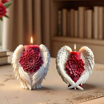 1个翅膀花朵香薰蜡烛硅胶模具，DIY香氛石装饰配件