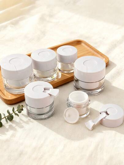 1pc Refillable Glass Cosmetic Jar With Spatula And Lid, Thick Pet Material, Simple And Convenient, Large Capacity, High-End Cosmetic Cream Jar, Transparent Glass Empty Refillable Cosmetic Jar, Cream Lotion Box Jar, Leak-Proof Lid Empty Sample Bottle, Jar Container Dispenser Sample Bottle For Cream Storage