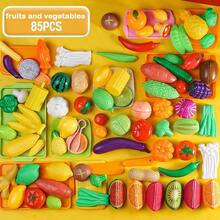 Kids Pretend Play Cutting Fruits & Vegetables Toy, Kitchen Food Vegetable Pizza Playset - Multicolor - View 11