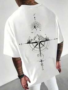 Camiseta Masculina Bússola 100% Algodão Camisa Casual e EStilosa Modelo Tradicional - Branco - Visão 1
