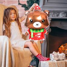 1 Stück/2 Stücke Weihnachtsbär Ballons, süßer Bär, Schal Bär, Bär Folienballons, geeignet für Weihnachten, Weihnachtsdekoration, Wintergeburtstagsfest Dekoration, Neujahrsdekoration, Raumdekoration