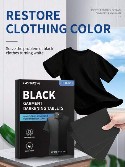 10 Pcs Black Clothing Laundry Dyeing Paper Black Garment Dyeing Sheets Restoration Laundry Paper Faded Clothing Darkening Sheets Home & Commercial Use Portable Travel Size