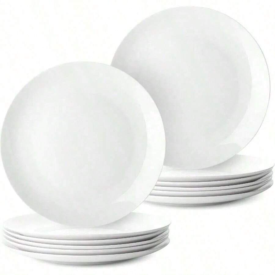 Elegant Gold-Rimmed Plates, White Plates With Gold Trim, Pasta Plates, Dessert Plates, Party Plates, Appetizer Plates, Cake Plates, Reusable And Easy To Clean Dinnerware, Suitable For Parties, Weddings, Luncheons, Family Gatherings, Engagements, BBQs, Dinners, Picnics, Buffets, Catering, Christmas Dinners, And More! - Multicolor - View 1