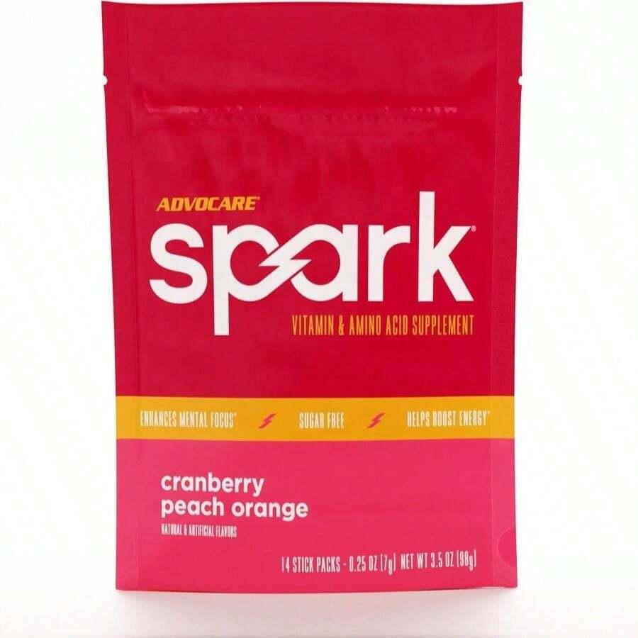 AdvoCare Spark Vitamin &Amp; Amino Acid Supplement - Focus &Amp; Energy Drink Powder Mix With Vitamin A, B-6, C &Amp; E - Also Includes L-Carnitine &Amp; L-Tyrosine - Fruit Punch, 14 Stick Packs - Flavor NameC - 查看 1