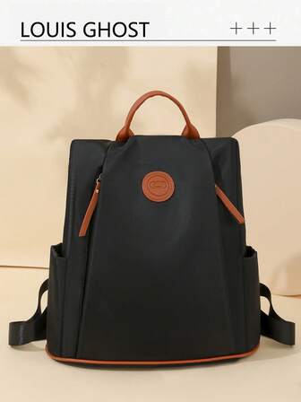 [Urban Commuting Backpack]​​ ​​Black And Brown Color Blocking American Bloodline | Unlock The All-Around Ahetic For Daily Travel​​ Black Nylon Fabric With Brown Leather Handles And Zipper Pullers For A Vintage Texture Thickened And Adjustable Shoulder Straps For Pressure Relief And Comfort, Leather Handle For A Gentle Grip For Short Trips, And Free Switching Between Commuting And Business Travel ​​Office Commuting, Calm And Composed In The Conference Room ​​Campus Daily​​ Lightweight Nylon Material To Reduce Burden, No Pressure To Carry In The Classroom Or Library, And Multi-Compartment Design For Class Books And Stationery ​​Short Trip Travel: Large Capacity Main Compartment To Meet Travel Needs, Orderly Carry-On At The Airport And High-Speed Rail, And American Bloodline Ensures Durable