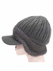 1pc Men's Ear Protection Knit Hat - With Visor & Chin Strap, Acrylic Warm Winter Cap For Outdoor Travel, Hiking, Fishing - Hand Washable, Hiking Headwear, Travel Headgear, Stylish Headwear Headgear - Multicolor - View 14