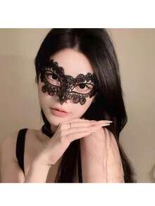 1 件黑色蕾丝镂空性感面具，适合化妆舞会、角色扮演、女士万圣节道具、黑色情趣眼罩