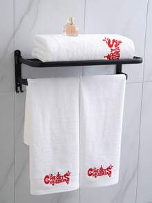 QIBHI 1件套圣诞花卉雪花鹿图案毛巾套装，含圣诞帽和雪人装饰，圣诞礼物和派对用品，家居浴室装饰浴巾，适用于美容院、酒店、运动场所、家居必备，毛巾，护肤浴巾 - 白色 - 查看 6