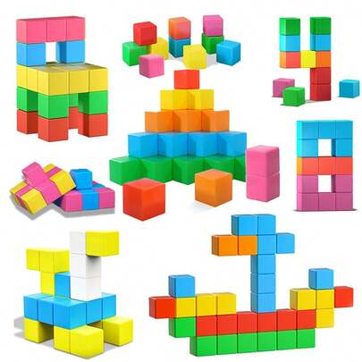 Colorful Magnetic Cube Building Blocks, STEM Educational Toy, Suitable For Boys And Girls 3+ Years Old, Essential Teaching Toy To Inspire Creativity And Promote Brain Development