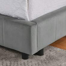 Enkelsäng, hudvänlig sammetsdesign, barnsäng med hög rygg, beige (utan madrass) - Mörkgrå - Visa 8