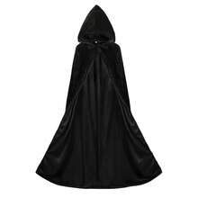 ALIZIWAY Hooded Cape Reversible Velvet Cloak Lined With Satin Renaissance Medieval Halloween Christmas Cosplay Costume{"Color_name":"Reversible-BlackVelvetandBlackSatin","Size_name":"Small"} - 雙面-黑色天鵝絨和黑色緞子 - 查看 6