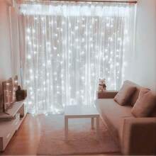 300 LED Window Curtain Lights, 9.8x9.8 Ft (Approx. 3 Meters*3 Meters), Warm Lighting, USB Powered, 8 Modes Remote Control, Hanging Lights For Bedroom, Indoor, Outdoor, Wedding Party (Color/Warm White/Pure White) - nhiều màu - Xem 7