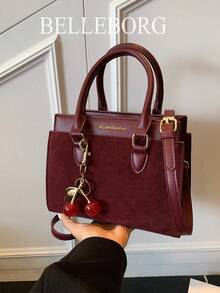 BELLEBORG Women's Handbag With Detachable Strap, Minimalist And Practical Multi-Function - Burgundy - View 7