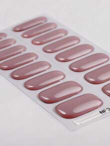 16pcs Semi-Cured Gel Nail Stickers, Fashionable Elegant Bright White & Wine Red Crystal Nail Decals, Self-Adhesive Full Nail Wraps, Used With UV Lamp, Easy To Apply And Remove, Nail Art Supplies For Women And Girls Daily, Party, Date Nails - Rusty Rose - View 3