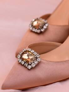 1 Pair (2pcs) Luxury Coffee Color Women's Rhinestone Shoe Clips, Removable Shoe Flower Decor For High Heels, Flats, Wedding, Party, Formal Occasions