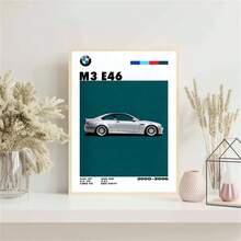 1 Stück rahmenloses BMW Auto Pop Retro Deutscher Autos Poster Ästhetik Set Luxus Supersportwagen M8 M4 R8 RS6 Leinwandmalerei für Wandkunst Zuhause Garage Raumdekoration Geschenk