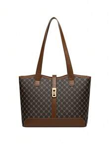 3 pièces Set de sac à main à bandoulière en cuir PU à carreaux avec fermeture éclair, et polyvalent, convient pour un usage quotidien des femmes, grande capacité, élégant sac pour dames d'âge moyen