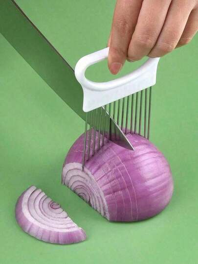 1pc Stainless Steel Onion Needle, Multifunction Onion Holder Slicer Kitchen