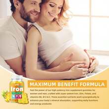 2 paquetes de Gominolas de hierro con multivitaminas para adultos y niños - Enriquecido con vitamina B6, B12, C, zinc y ácido fólico - Para la salud de la sangre y el aumento de energía - Sabor a piña, apto para veganos, 120 gominolas - Nombre del sabor B - Ver 7