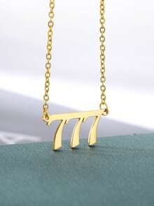 Colier din oțel inoxidabil 111 444 777 cu număr de înger pentru cupluri de femei, coliere anti-decolorare placate cu aur de 18k, bijuterii de aur pentru nunți, accesorii norocoase, cadouri