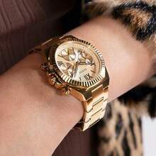 Guess 1 件女士石英手表不锈钢商务适合日常佩戴 GW0769L1/GW0769L2/GW0769L3/GW0769L4 - 金色 - 查看 2