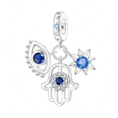 CYCUFF 1 pieza Colgante plateado con baño de plata con creencias religiosas, la Mano de Fátima y el Ojo Malvado, para hacer pulseras, collares y accesorios de joyería DIY como regalo de cumpleaños para mujeres
