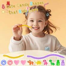 7Pcs Gummy Bear Molds Silicone, Nonstick Gummy Chocolate Candy Worm Molds With 2 Droppers Convenient Filling, Includes Bear, Worm, Dinosaur, Donut And Heart, 218Cavity - 綠色 - 查看 6