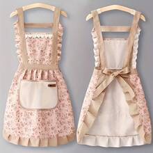 1PC Floral Princess Apron With Wiping Pockets, Suitable For Cleaning The Kitchen, Living Room And Bathroom, Suitable For All Seasons, Floral Pattern Apron, Kitchen Home, Personalized Design Waiter Work Apron, Hollow Back Suitable For Multiple Scenes, A Great Gift For Girlfriend, Family, Friends - Multicolor - View 3