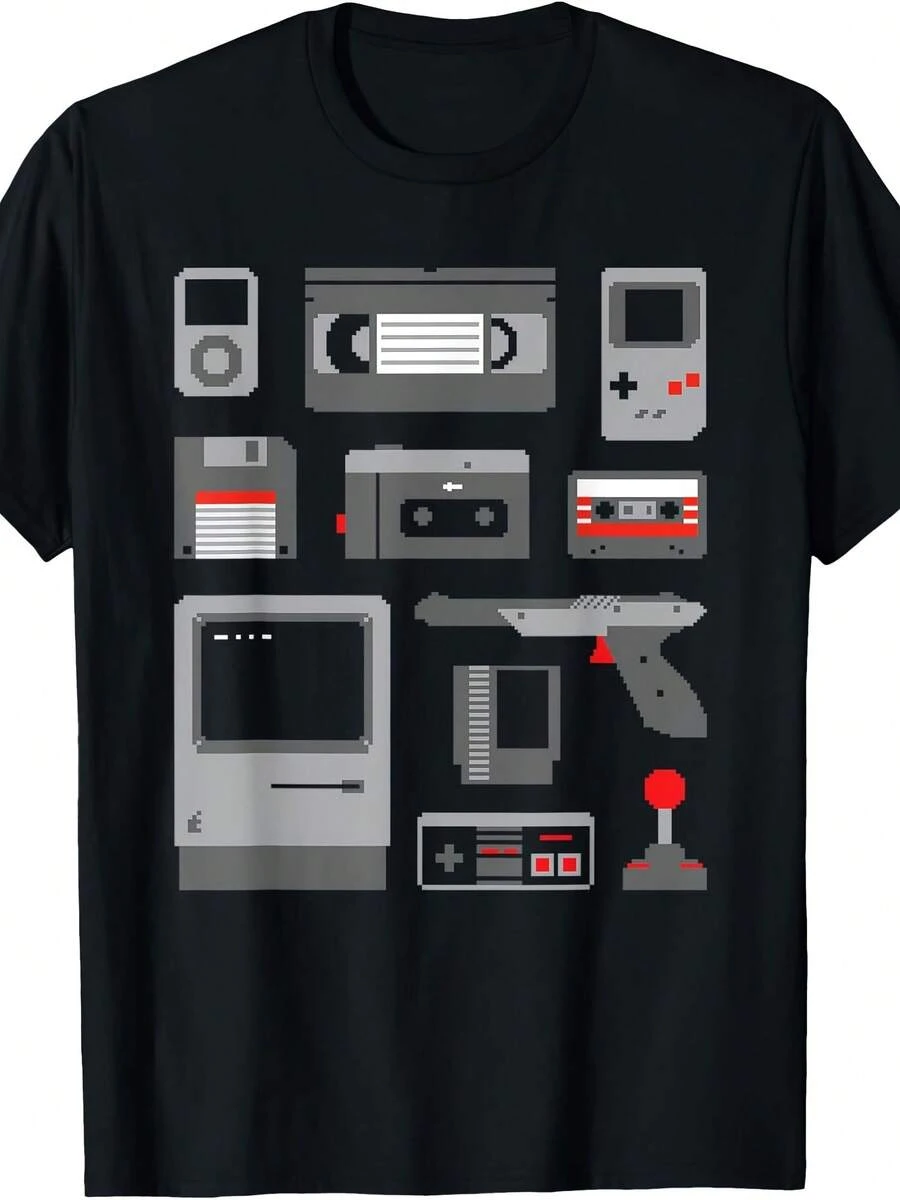 Pixel 8-Bit Nostaic Retro 80s 90s Gaming And Cassettes. T-Shirt - 款式4 - 查看 1