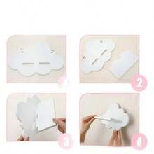 1pc Cloud-Shaped Wall Mounted Storage Rack, Creative Wooden Nordic Style Decor For Kids Room - White - View 13