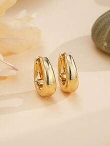 1 对简约泪滴形耳环，厚实的金色水滴形耳环，U 形耳环，椭圆形耳环，时尚优雅的轻巧精致女士珠宝，送给她的完美礼物 - 金色大水滴 - 查看 5