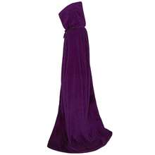 ALIZIWAY Hooded Cape Reversible Velvet Cloak Lined With Satin Renaissance Medieval Halloween Christmas Cosplay Costume{"Color_name":"Reversible-PurpleVelvetandBlackSatin","Size_name":"Medium"} - 雙面-紫色天鵝絨和黑色緞子 - 查看 7