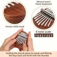 8-Key Kalimba Thumb Piano, High-Quality Mini Portable Keyboard, Convenient Party Gift, No Power Source Needed, Artificial Wood Material, Home Kitchen Party Supplies - Wood Color - View 8